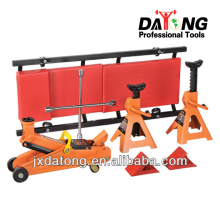 COMBINATION KIT Hydraulc Trolley Jack and jack stands and wheel chock and chrome cross wrench